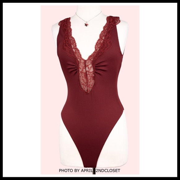 FREE PEOPLE BOHO LACE V-NECK BODYSUIT TOP A2C - Picture 13 of 15